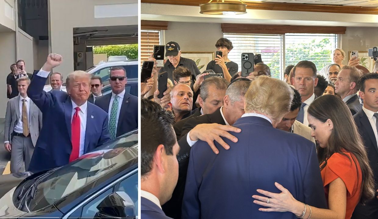 VIDEO: Trump Surprises Supporters at Miami Cafe, Gets Prayer After ‘Not Guilty’ Plea